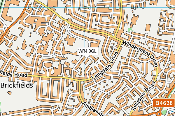 WR4 9GL map - OS VectorMap District (Ordnance Survey)