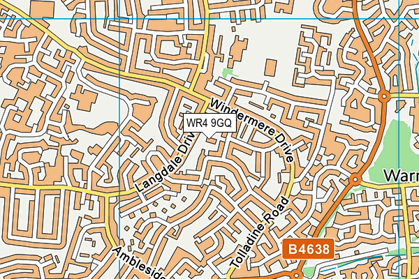WR4 9GQ map - OS VectorMap District (Ordnance Survey)