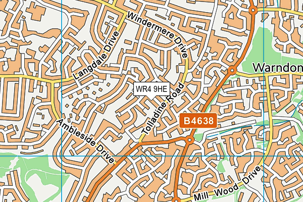 WR4 9HE map - OS VectorMap District (Ordnance Survey)