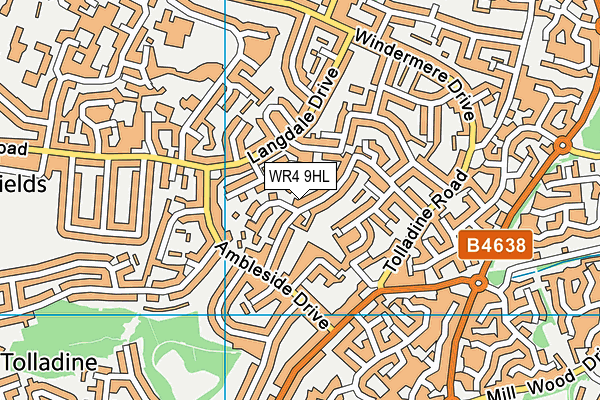 WR4 9HL map - OS VectorMap District (Ordnance Survey)