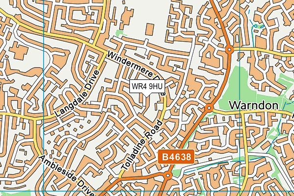 WR4 9HU map - OS VectorMap District (Ordnance Survey)