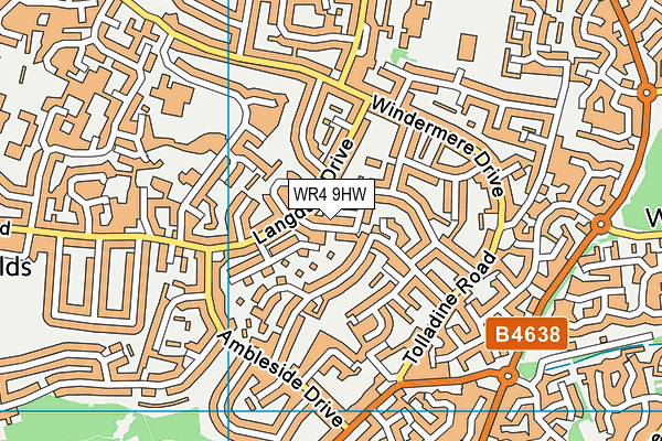 WR4 9HW map - OS VectorMap District (Ordnance Survey)