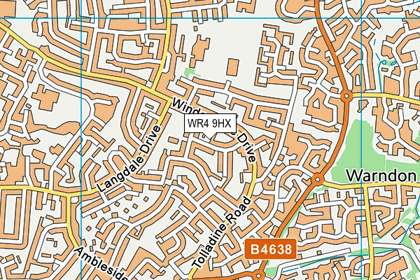 WR4 9HX map - OS VectorMap District (Ordnance Survey)