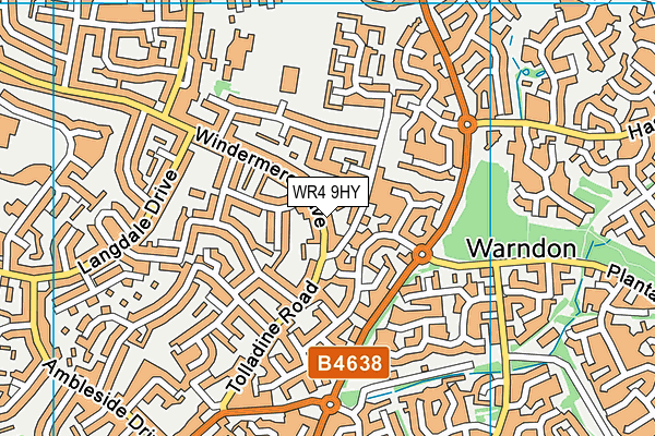 WR4 9HY map - OS VectorMap District (Ordnance Survey)