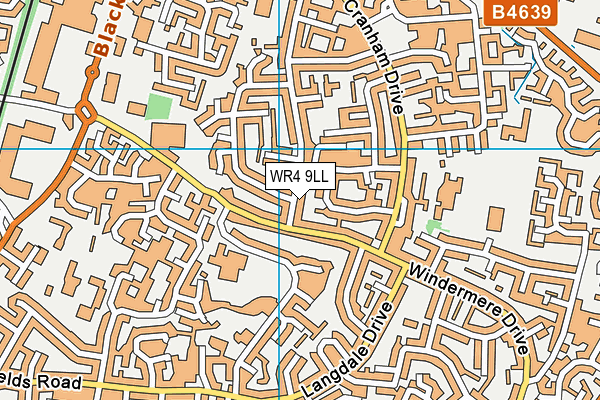 WR4 9LL map - OS VectorMap District (Ordnance Survey)