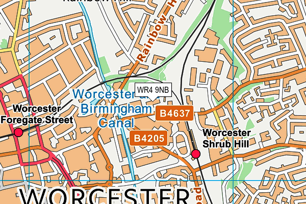 WR4 9NB map - OS VectorMap District (Ordnance Survey)