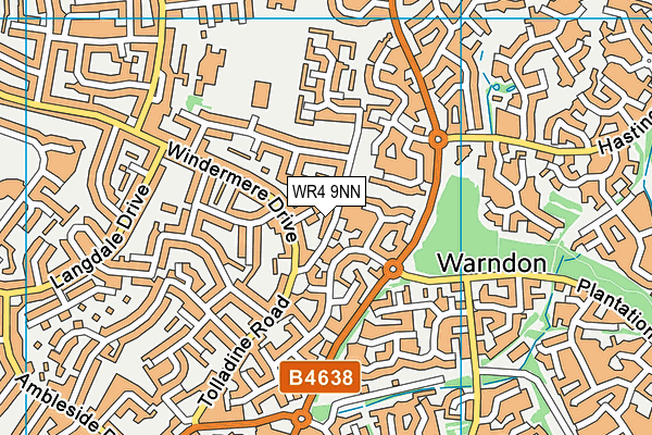 WR4 9NN map - OS VectorMap District (Ordnance Survey)