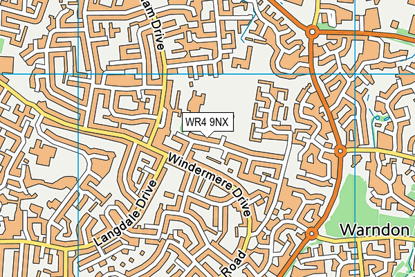 Warndon Park map (WR4 9NX) - OS VectorMap District (Ordnance Survey)
