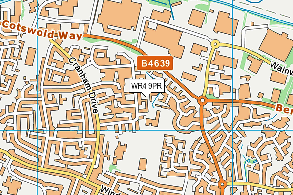 WR4 9PR map - OS VectorMap District (Ordnance Survey)