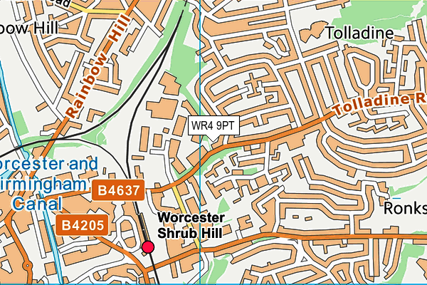 WR4 9PT map - OS VectorMap District (Ordnance Survey)