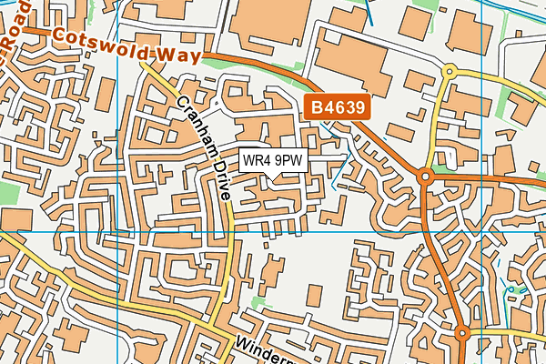 WR4 9PW map - OS VectorMap District (Ordnance Survey)