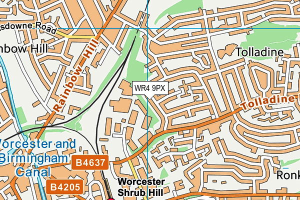 WR4 9PX map - OS VectorMap District (Ordnance Survey)