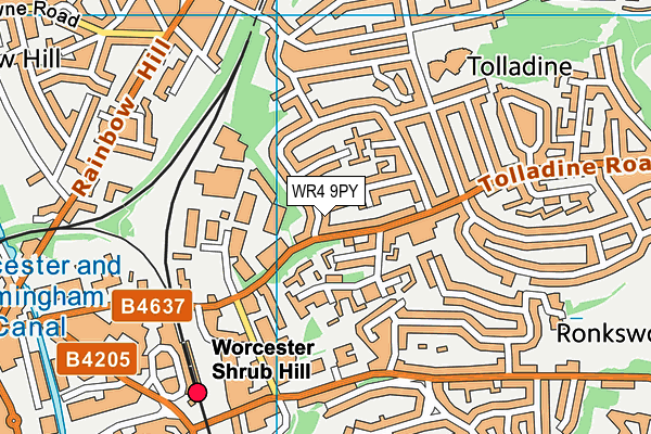 WR4 9PY map - OS VectorMap District (Ordnance Survey)