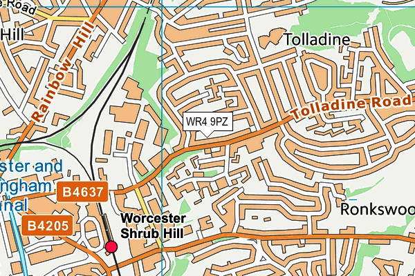 WR4 9PZ map - OS VectorMap District (Ordnance Survey)