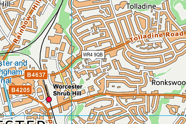 WR4 9QB map - OS VectorMap District (Ordnance Survey)