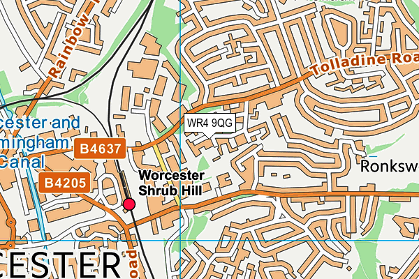 WR4 9QG map - OS VectorMap District (Ordnance Survey)