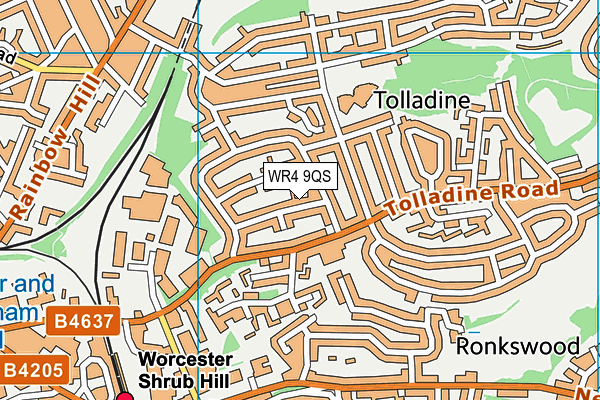 WR4 9QS map - OS VectorMap District (Ordnance Survey)