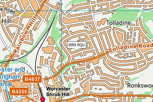 WR4 9QU map - OS VectorMap District (Ordnance Survey)