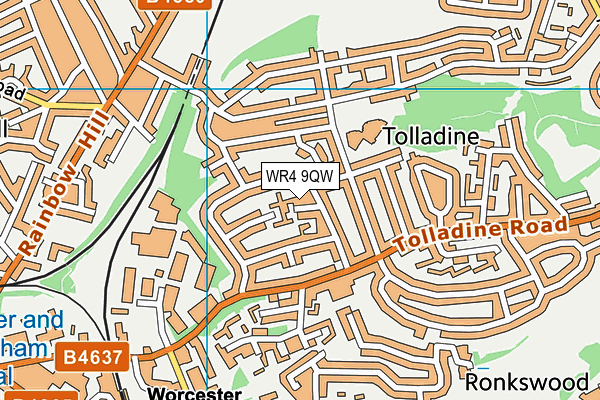 WR4 9QW map - OS VectorMap District (Ordnance Survey)