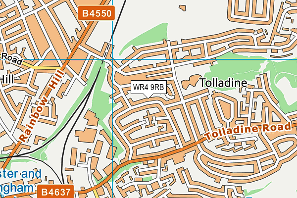 WR4 9RB map - OS VectorMap District (Ordnance Survey)