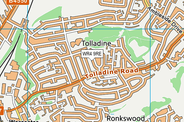 WR4 9RE map - OS VectorMap District (Ordnance Survey)