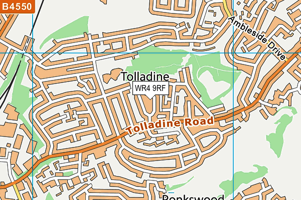 WR4 9RF map - OS VectorMap District (Ordnance Survey)