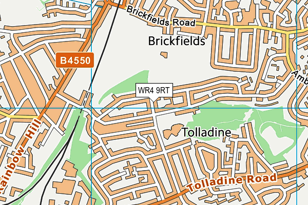 WR4 9RT map - OS VectorMap District (Ordnance Survey)