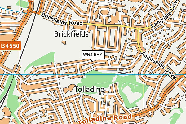 WR4 9RY map - OS VectorMap District (Ordnance Survey)