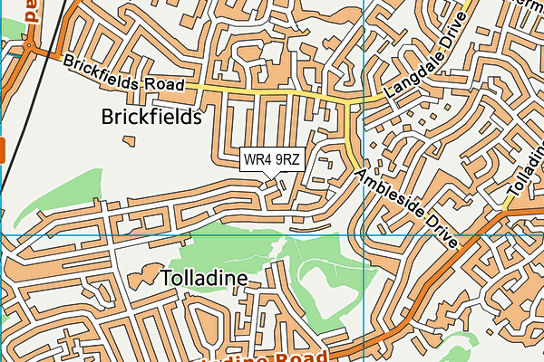 WR4 9RZ map - OS VectorMap District (Ordnance Survey)