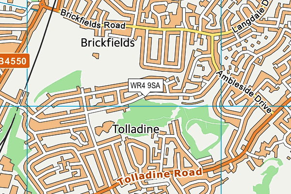 WR4 9SA map - OS VectorMap District (Ordnance Survey)