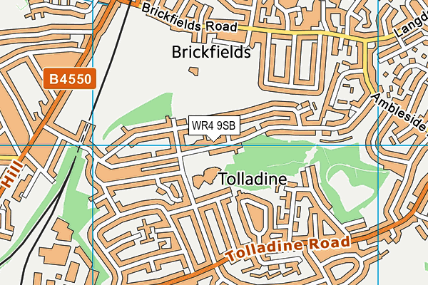 WR4 9SB map - OS VectorMap District (Ordnance Survey)