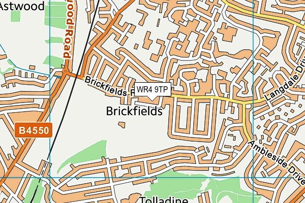 WR4 9TP map - OS VectorMap District (Ordnance Survey)