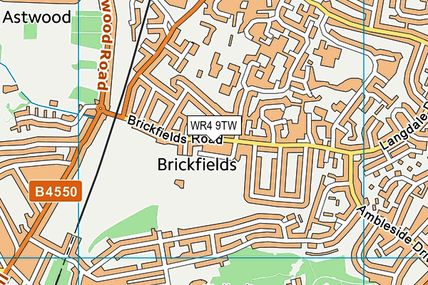 WR4 9TW map - OS VectorMap District (Ordnance Survey)