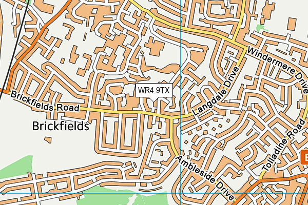 WR4 9TX map - OS VectorMap District (Ordnance Survey)