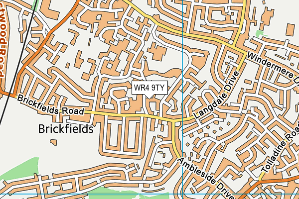 WR4 9TY map - OS VectorMap District (Ordnance Survey)