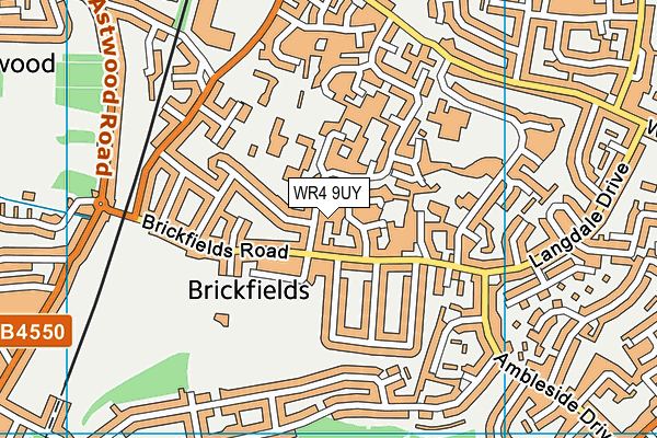 WR4 9UY map - OS VectorMap District (Ordnance Survey)