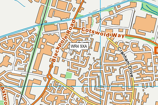 WR4 9XA map - OS VectorMap District (Ordnance Survey)