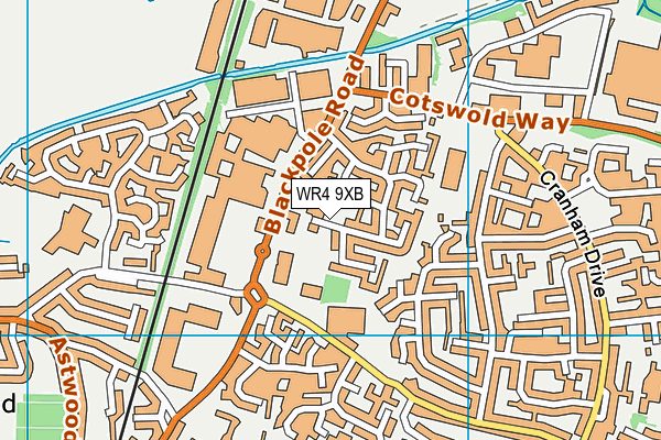 WR4 9XB map - OS VectorMap District (Ordnance Survey)