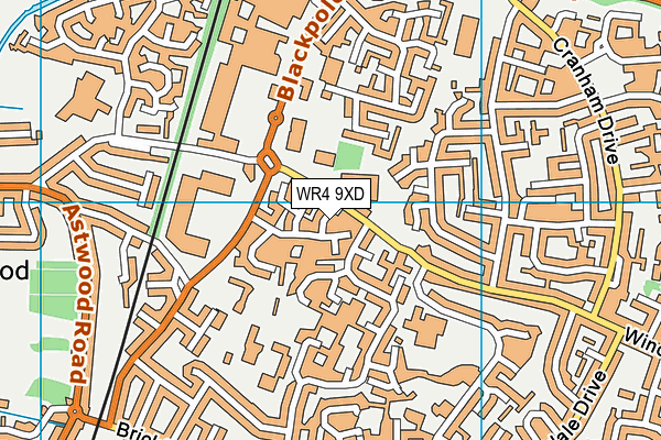WR4 9XD map - OS VectorMap District (Ordnance Survey)