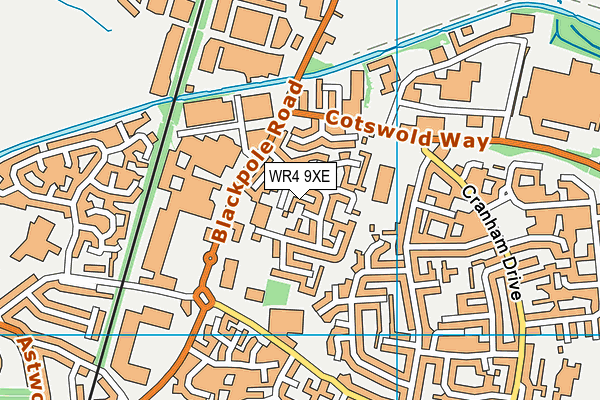 WR4 9XE map - OS VectorMap District (Ordnance Survey)