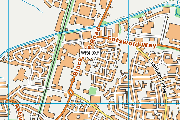 WR4 9XF map - OS VectorMap District (Ordnance Survey)
