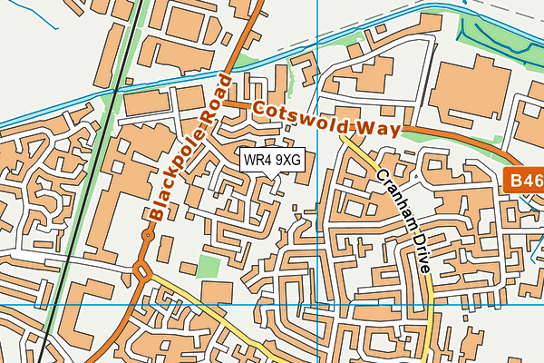 WR4 9XG map - OS VectorMap District (Ordnance Survey)