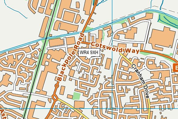 WR4 9XH map - OS VectorMap District (Ordnance Survey)