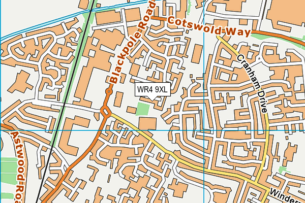 WR4 9XL map - OS VectorMap District (Ordnance Survey)