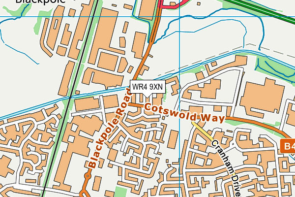 WR4 9XN map - OS VectorMap District (Ordnance Survey)