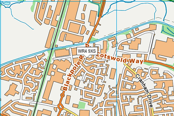 WR4 9XS map - OS VectorMap District (Ordnance Survey)