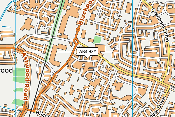 WR4 9XY map - OS VectorMap District (Ordnance Survey)