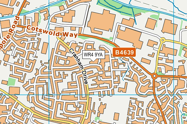 WR4 9YA map - OS VectorMap District (Ordnance Survey)