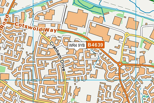 WR4 9YB map - OS VectorMap District (Ordnance Survey)
