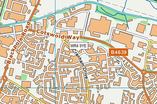 WR4 9YE map - OS VectorMap District (Ordnance Survey)